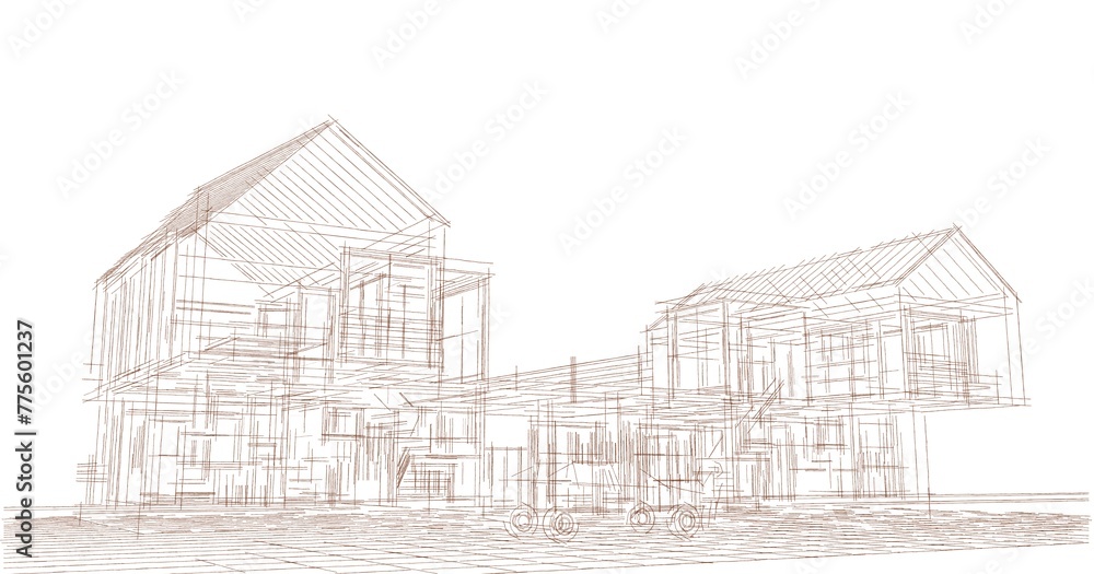 house residential architecture 3d illustration house residential architecture 3d illustration