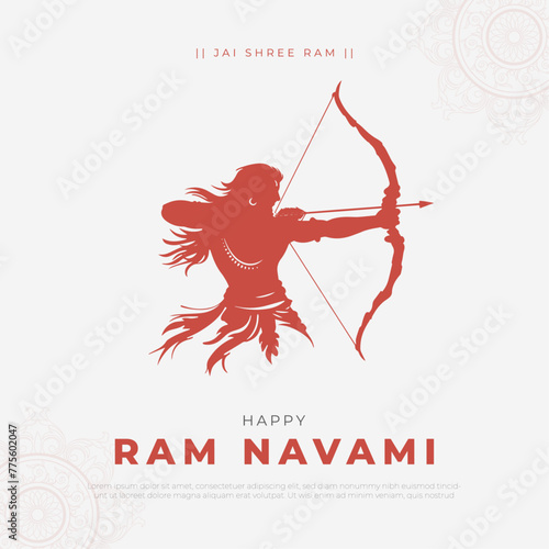 Happy Ram Navami Post and Greeting Card Design. Lord Ram Born Day Celebration Vector Illustration