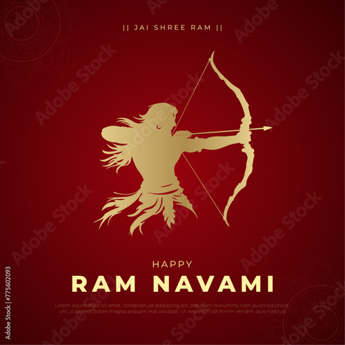 Happy Ram Navami Post and Greeting Card Design. Lord Ram Born Day Celebration Vector Illustration
