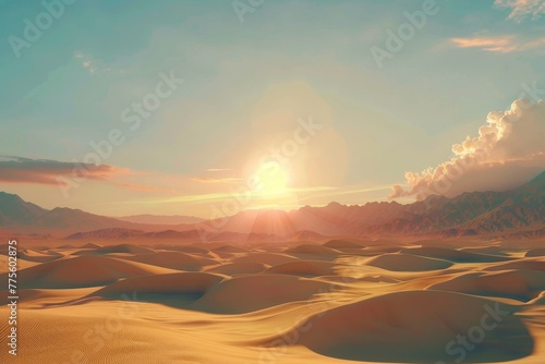 The Sun Sets Over a Desert Landscape