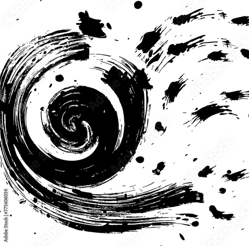 Whirling black smear a swirling vortex created by a vector abstract background