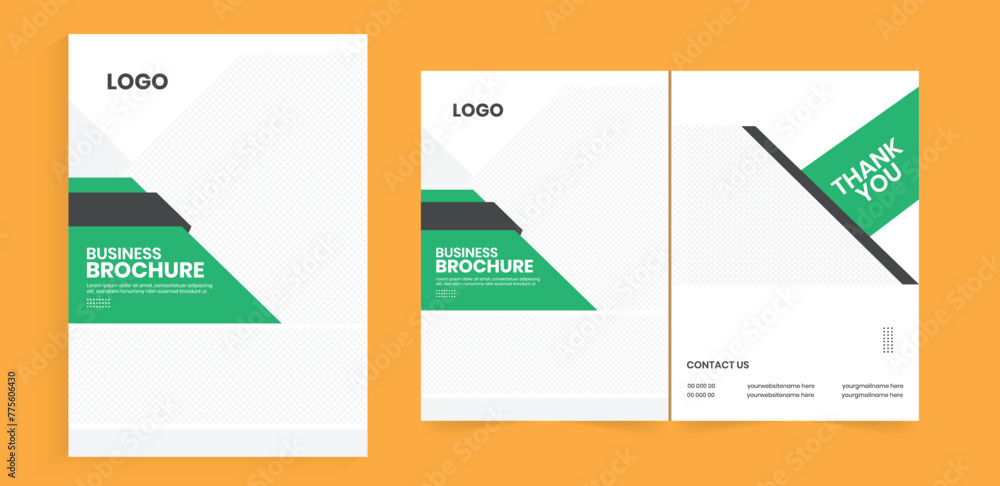 bifold a4 brochure design. bifold brochure templates. clean modern annual report brochure. corporate business marketing booklet, book cover, and handbook design. - obrazy, fototapety, plakaty 