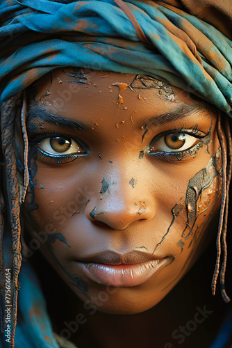 close-up of a beautiful dark-skinned woman