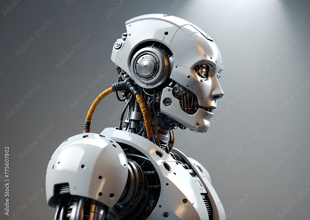Portrait of a robot looking away Portrait of a robot looking away
