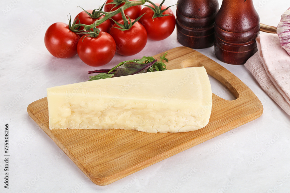 Piece Italian hard parmesan cheese Piece Italian hard parmesan cheese