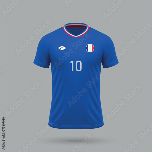 3d realistic soccer jersey France national team 2024