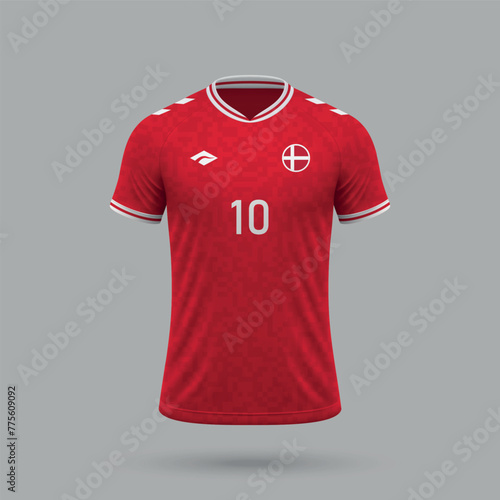 3d realistic soccer jersey Denmark national team 2024