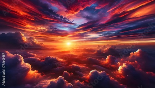 Colorful sky scene in the evening, sunset