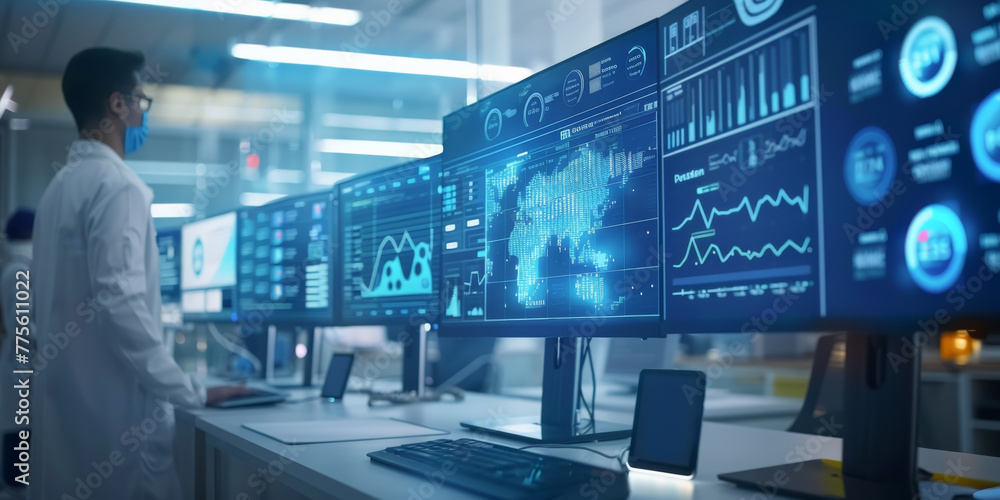 Doctor medical worker use AI for diagnosis, increasing accuracy patient treatment. Healthcare and medical AI technology services. Doctor medical worker use AI for diagnosis, increasing accuracy patient treatment. Healthcare and medical AI technology services.