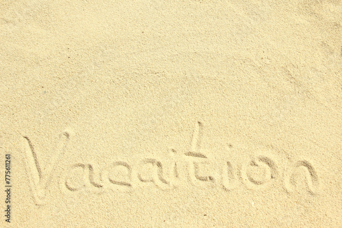 A drawing Vacaition on the sand by the sea travel background