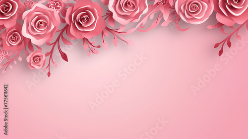design with pink roses and floral with space for text