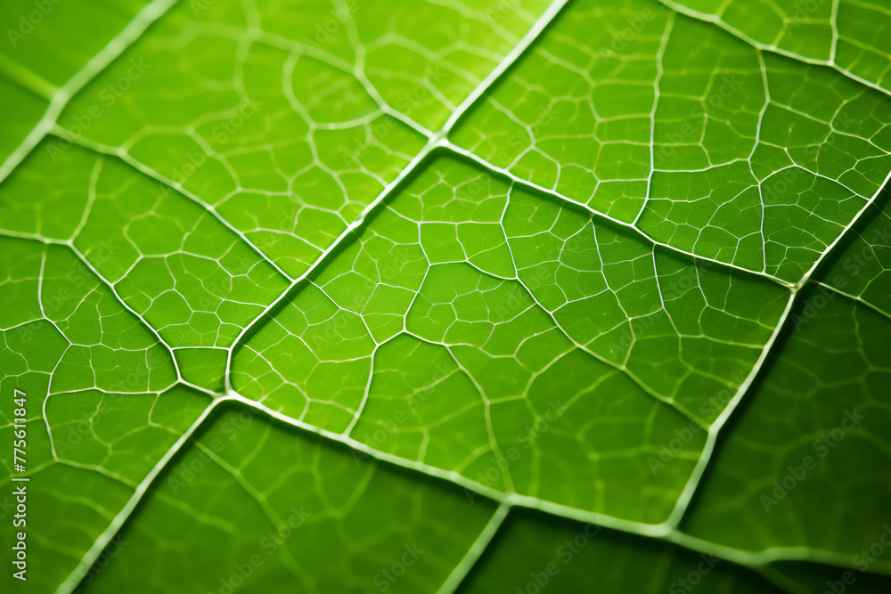 Intricate Patterns of Veins Visible on a Detailed Close-Up of Fresh Green Leaf Segments Intricate Patterns of Veins Visible on a Detailed Close-Up of Fresh Green Leaf Segments