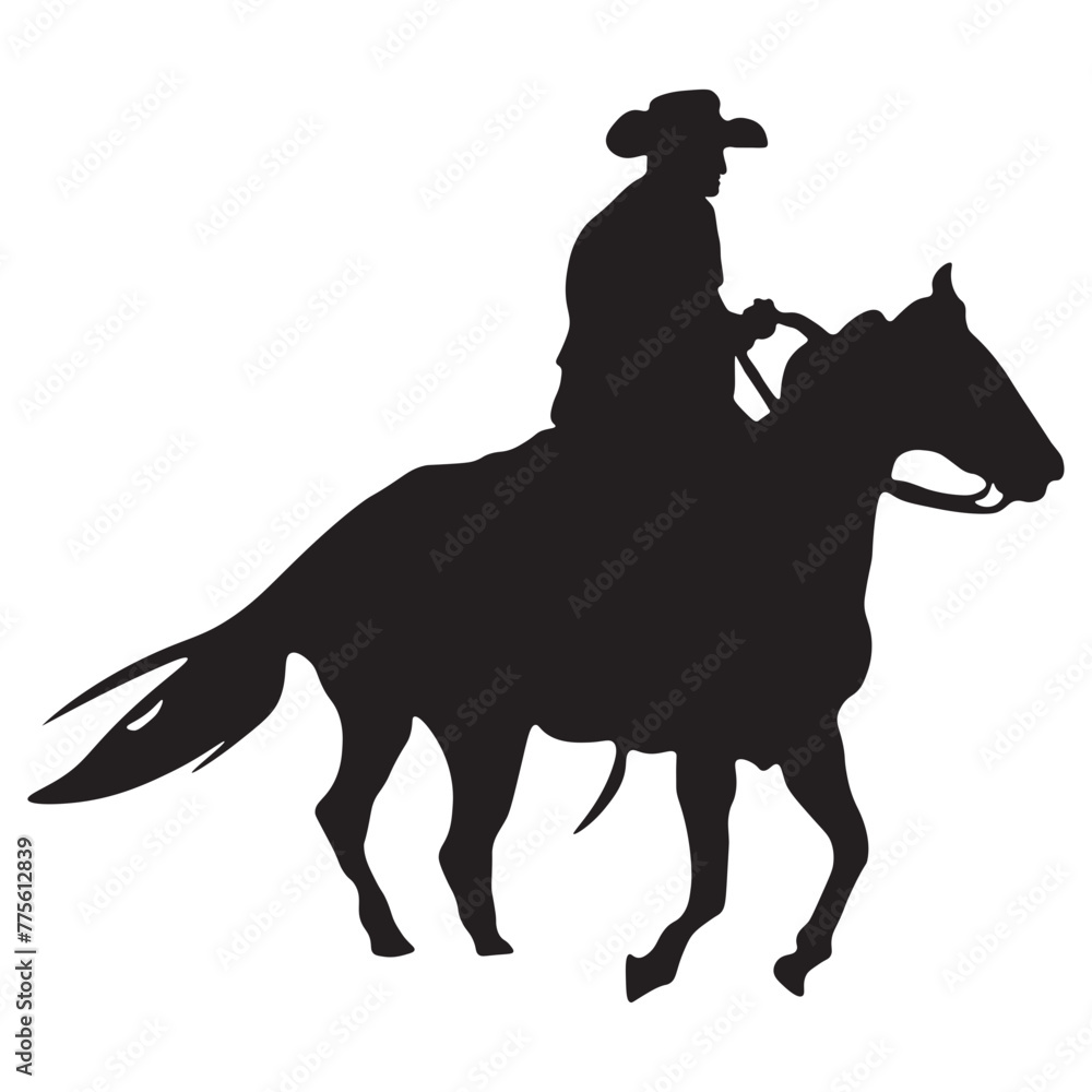 Cowboy Silhouette on White Background