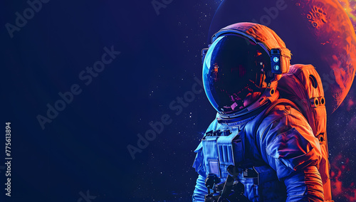 An astronaut floats in outer space amidst a backdrop of stars, An astronaut in an American flag-themed space suit floating among stars