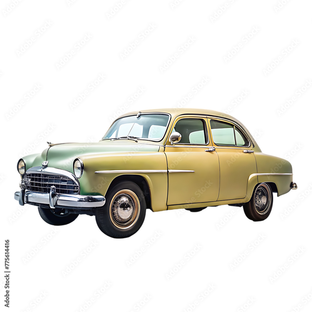 luxury old car on transparent background. 3d rendering