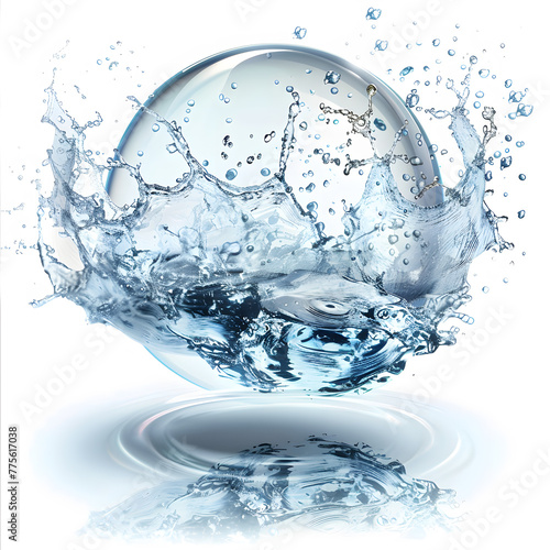 Water liquid splash in a shape of a sphere isolated on transparent or white background