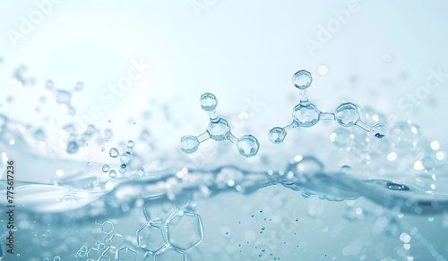 Background image of moving water in waves bubbles on white background