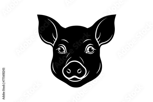 pig head silhouette vector illustration