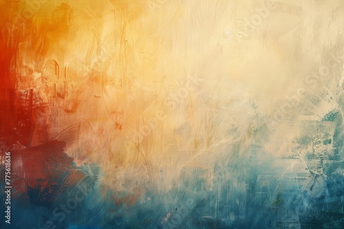 Abstract Painting With Blue, Yellow, and Red Colors