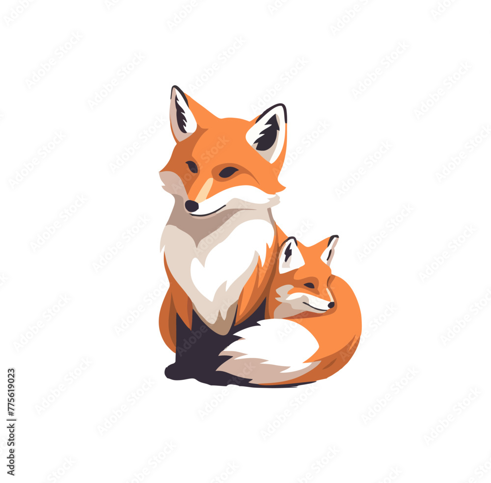 Fox graphic illustration, logo, isolated transparent background

