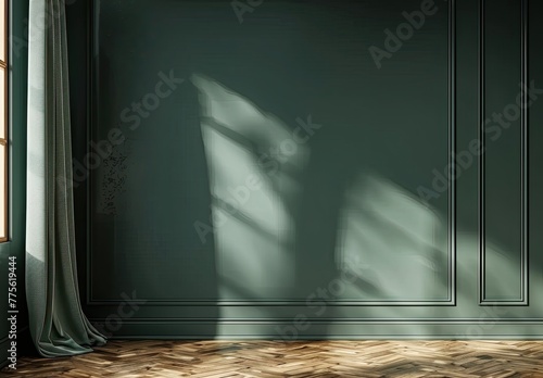 Minimalistic Interior Design Concept: Dark Green Empty Wall
