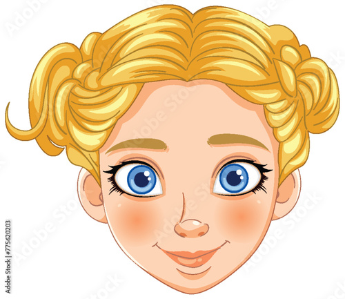 Vector graphic of a young girl with blue eyes