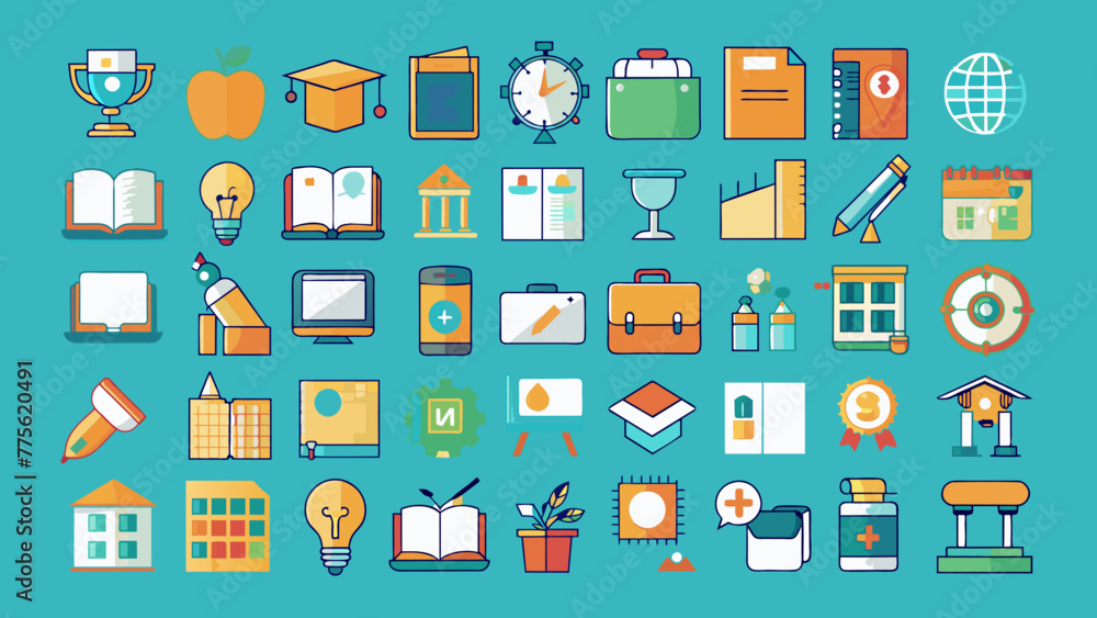 Fototapeta premium Set Of Colorful Education Icons