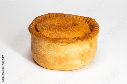 Фотография Meat Pie on white background