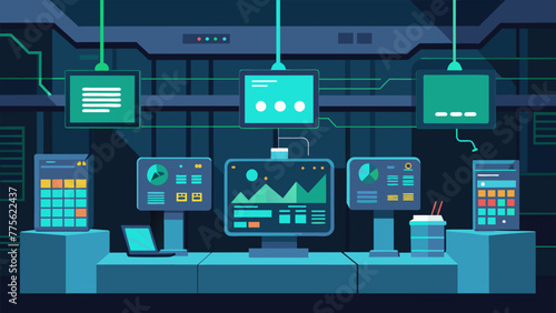 Electronic displays and monitors line the walls of a microfactory a testament to the advanced technology and datadriven decision making used to