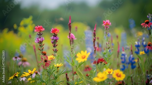 Colorful wildflowers adorning vast field.