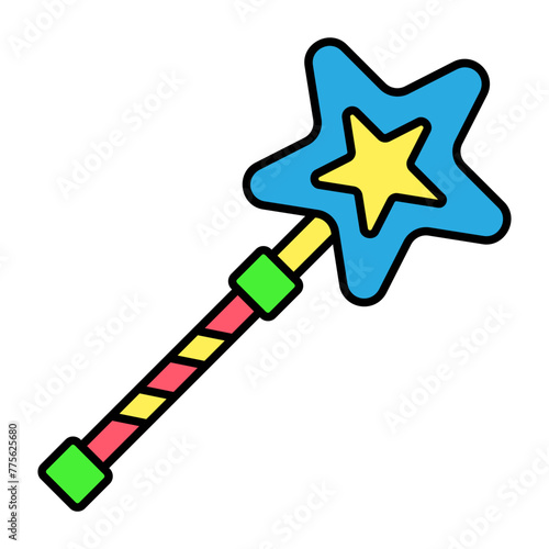 Illustration of Magic Wand Toy design Filled Icon