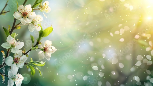 Spring card with blooming with soft light effect ,Generative ai, 