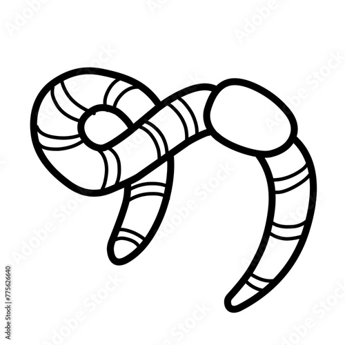 Earthworms crawling. Worms live in the soil, small, legless, tube-shaped animals. Vector flat style line illustration isolated on white background