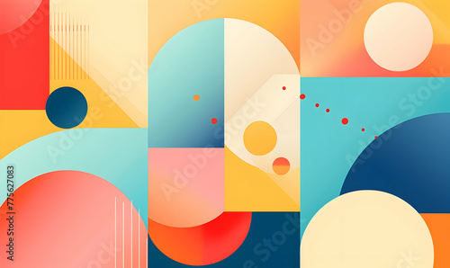 nirmana Abstract flat color handrawn doodle geometric shapes background photo