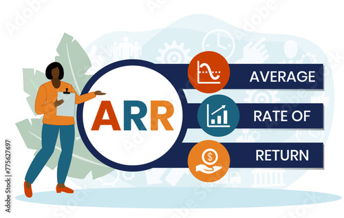 ARR, Average Rate of Return. Concept with keyword and icons. Flat vector illustration. Isolated on white.