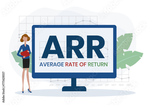 ARR, Average Rate of Return. Concept with keyword and icons. Flat vector illustration. Isolated on white.