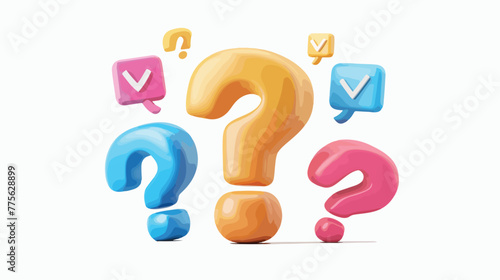 Rendering faq icon question mark sign with speech