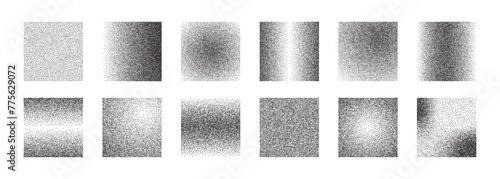 Grainy gradient shape collection. Dotwork noise square set. Sand effect photo