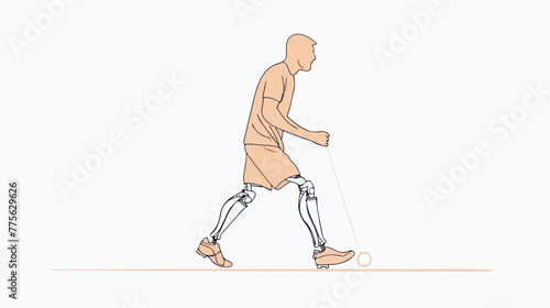 A man with prosthetic legs goes in for sports. A stro