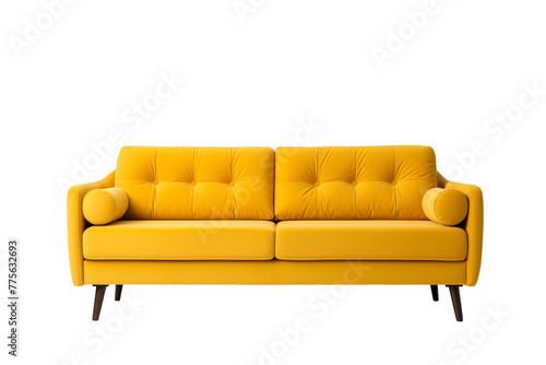 yellow sofa isolated on transparent background, PNG available