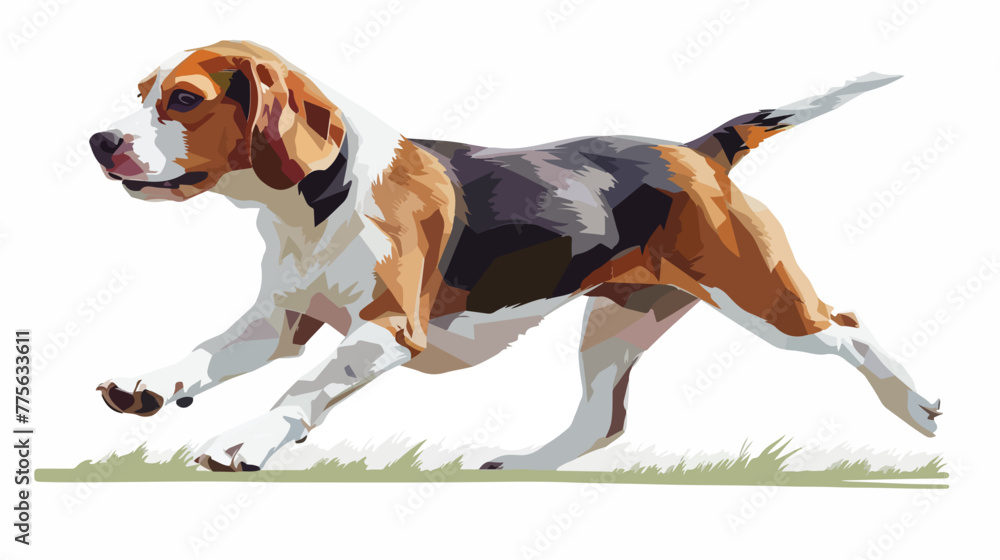 Beagle dog action Flat vector isolated on white background