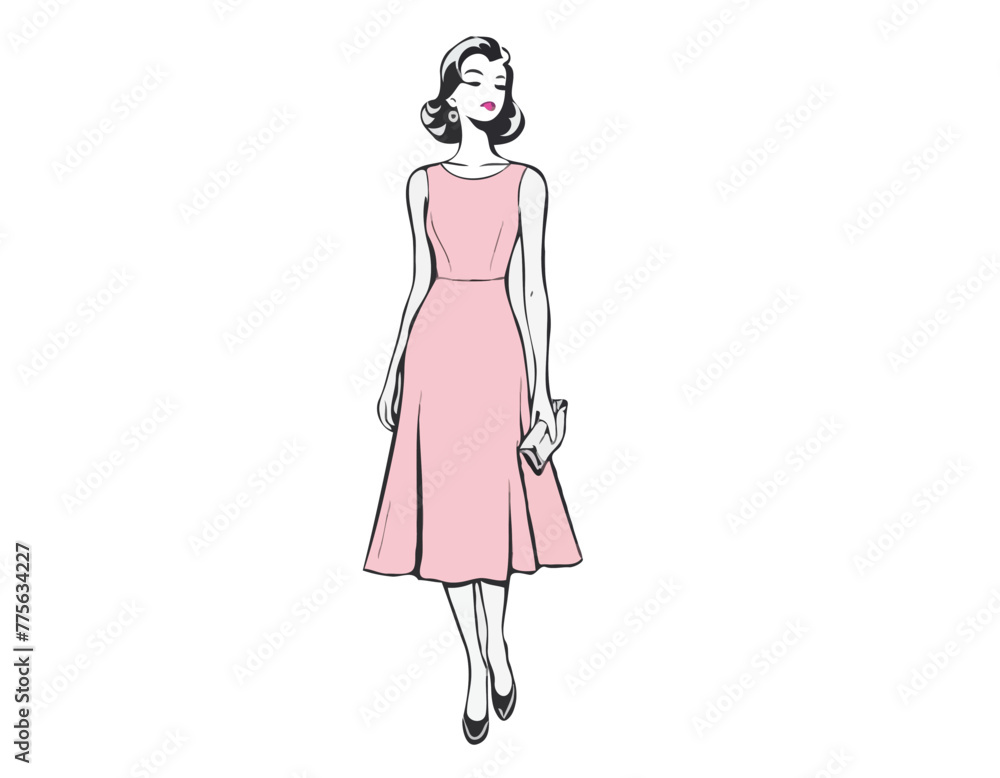 Plan vertical de la belle robe rose isolée sur fond blanc