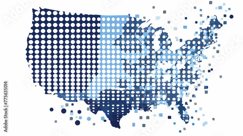Blue color dot pattern vector illustration of United