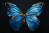 Dark Blue Butterfly isolated on black 
