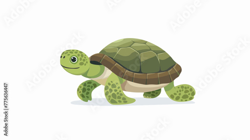 Cartoon turtle on white background flat vector isolated