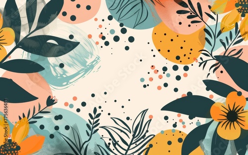 Hand drawn flat abstract shapes background