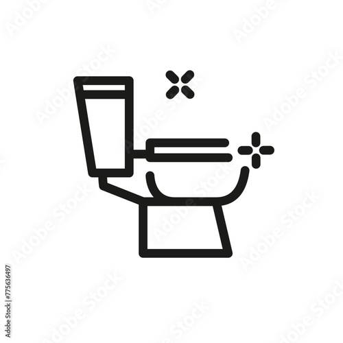 A single outline icon represents a toilet lavatory pan. The image refers to household cleaning and hygiene, cleaning products and supplies. For web, mobile, promo materials. Vector Illustration.