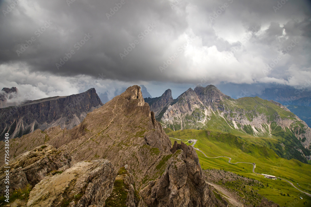 Majestic view from the Monte Nuvolau in Italian Dolomites.