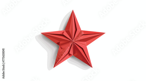 Paper art cartoon red star in realistic trendy craft