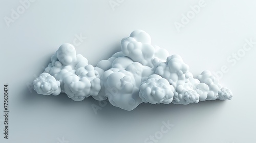 3D illustration of a cloud-shaped sculpture with white clouds